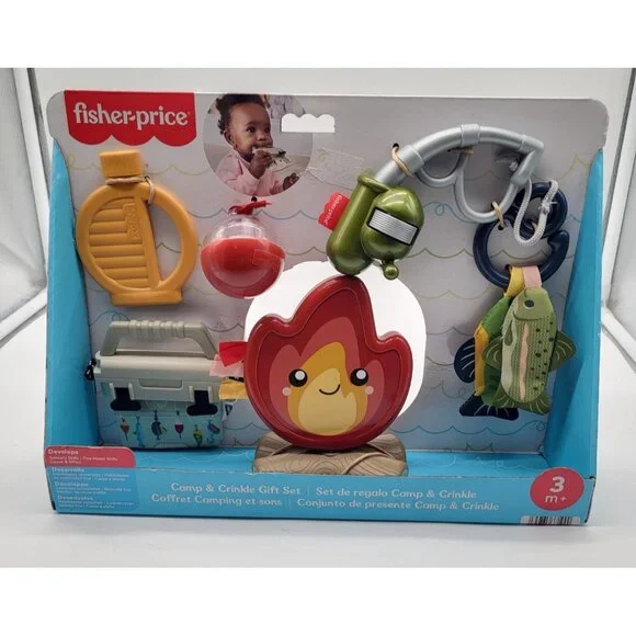 Fisher-Price Mini Me Moments Camp & Crinkle Gift Set 7-Piece Fishing Hiking Toy - Picture 1 of 9